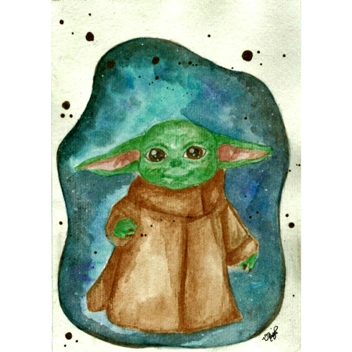 Art print fanart aquarela BABY YODA Shopee Brasil