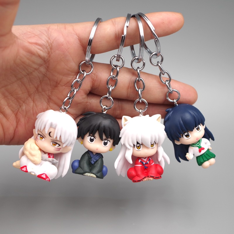 4 Peças/Conjunto Action Figure/Chaveiro Inuyasha/Higurashi/Kagome
