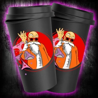 Copo Bucks Café Dbz Mestre Kame Taradão Dragon Ball Z Preto 600ml MD5