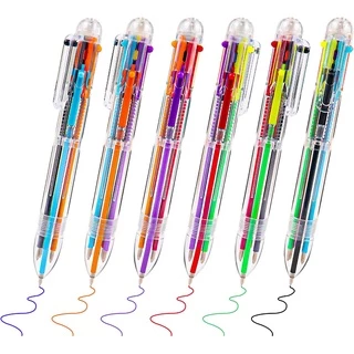 Pacote De 12 Pcs 0,5mm 6 Em 1 Caneta Esferográfica Multicolor , 6 Cores Material Escolar Retrátil Transparente Para Estudantes