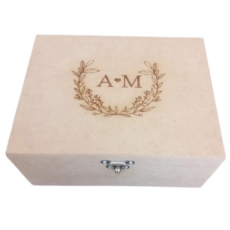 Caixa personalizada Mdf 6mm Cru C/ Fecho E Dobradiça 20X15X10, 25x15x10