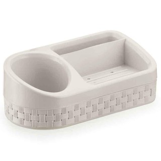 COM OFERTA Porta Detergente sabão esponja Plástico Rattan Com base Nitron medida 10,5x19,8x7cm