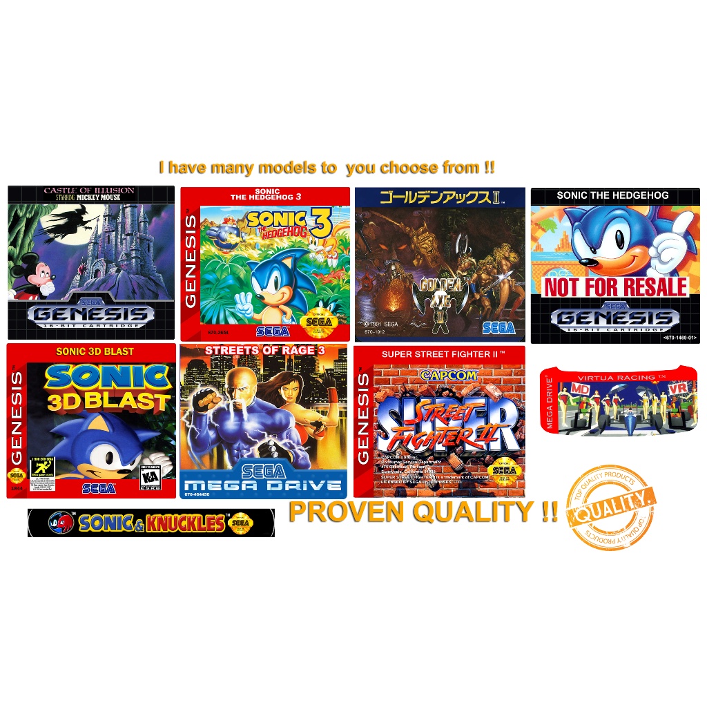 3 Labels (etiquetas) adesivas para cartucho de Genesis / Mega Drive ...