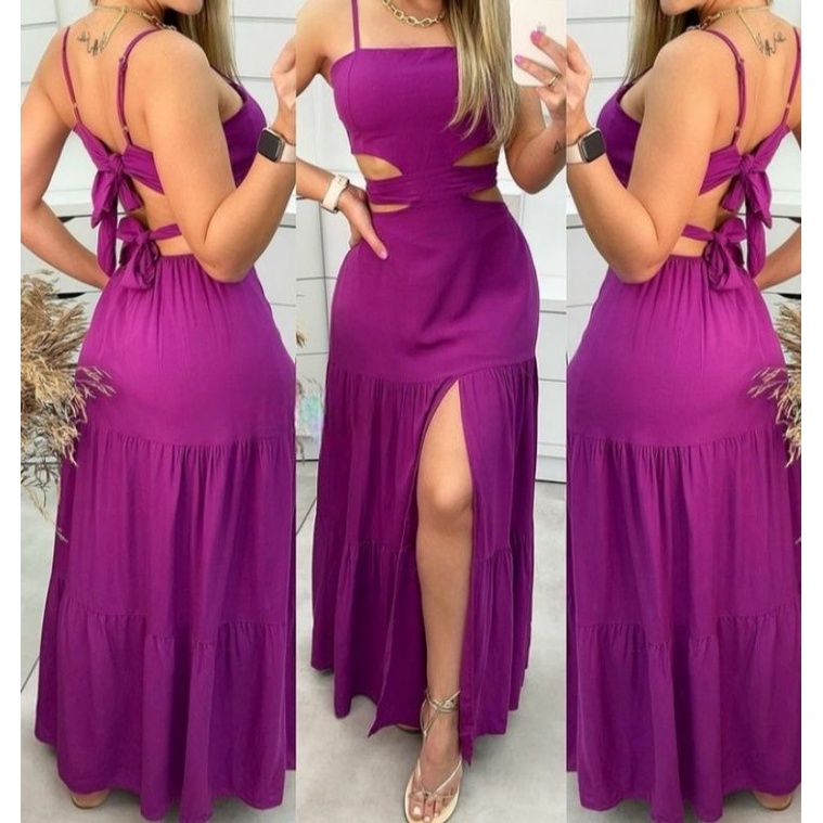 Vestido longo hot sale viscose com fenda