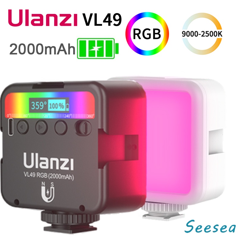 Ulanzi VL49 RGB mini luz de preenchimento de fotografia com brilho e cor de luz ajustáveis