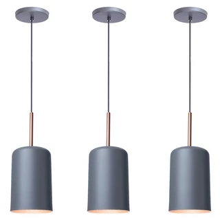 Kit 3 Luminária Pendente Veneza Cinza