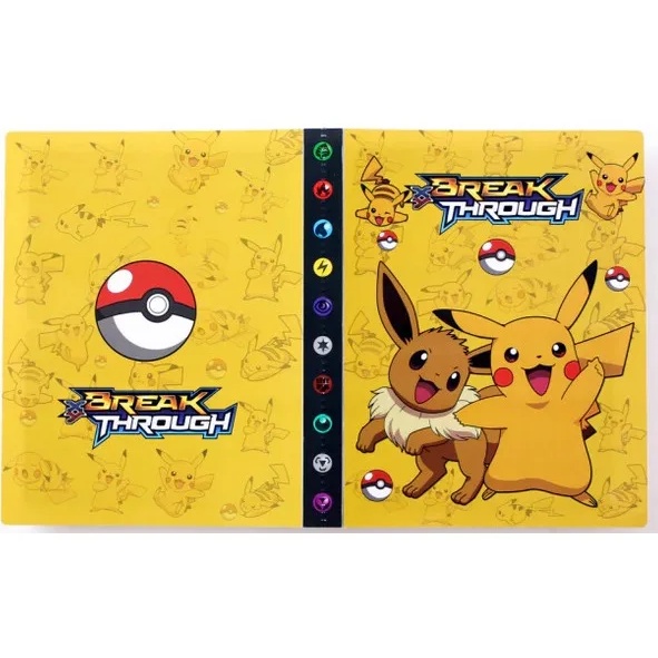 Álbum Pasta Pokémon Porta 240 Cards Pikachu Eevee Yelow Cartas
