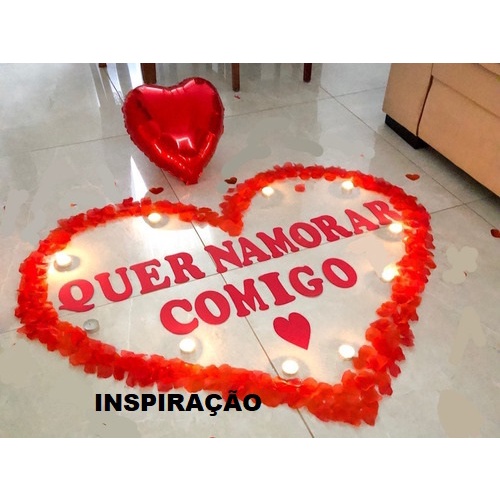 Kit Romântico Pedido De Namoro: Pétalas, Balão, Letras E Velas