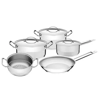 Jogo de Panelas Tramontina Professional em Aço Inox Fundo Triplo com Tampa Plana Detalhe Satinado 5 Peças 65620010