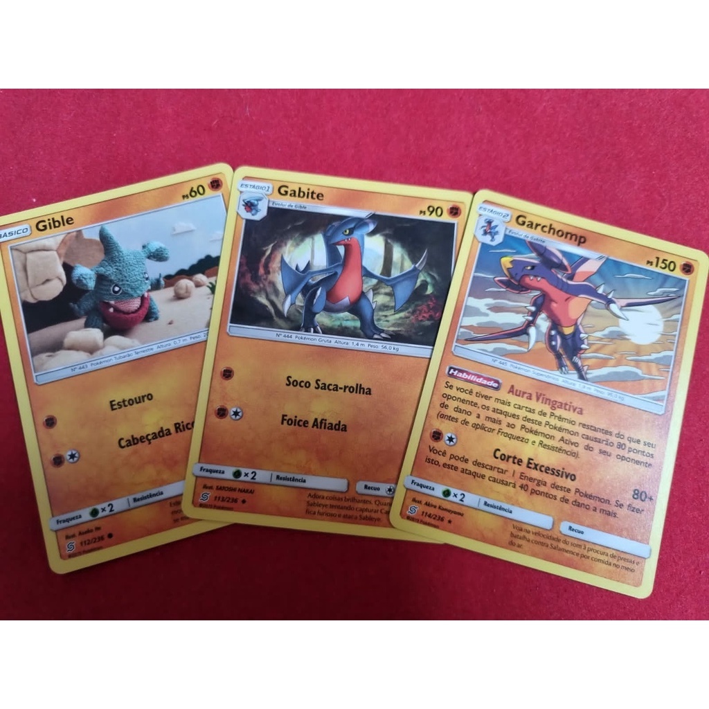 Kit Lutador Cartas Pokémon: Groudon Foil e Garchomp, Gabite e Gible, Jogo  de Tabuleiro Copag Nunca Usado 55413768