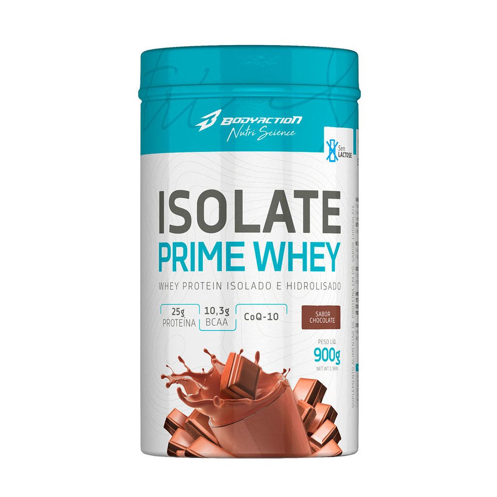 Isolate Prime Whey 900g (CHOCOLATE) Sem Lactose – Isolado e Hidrolisado Bodyaction 100% ORIGINAL