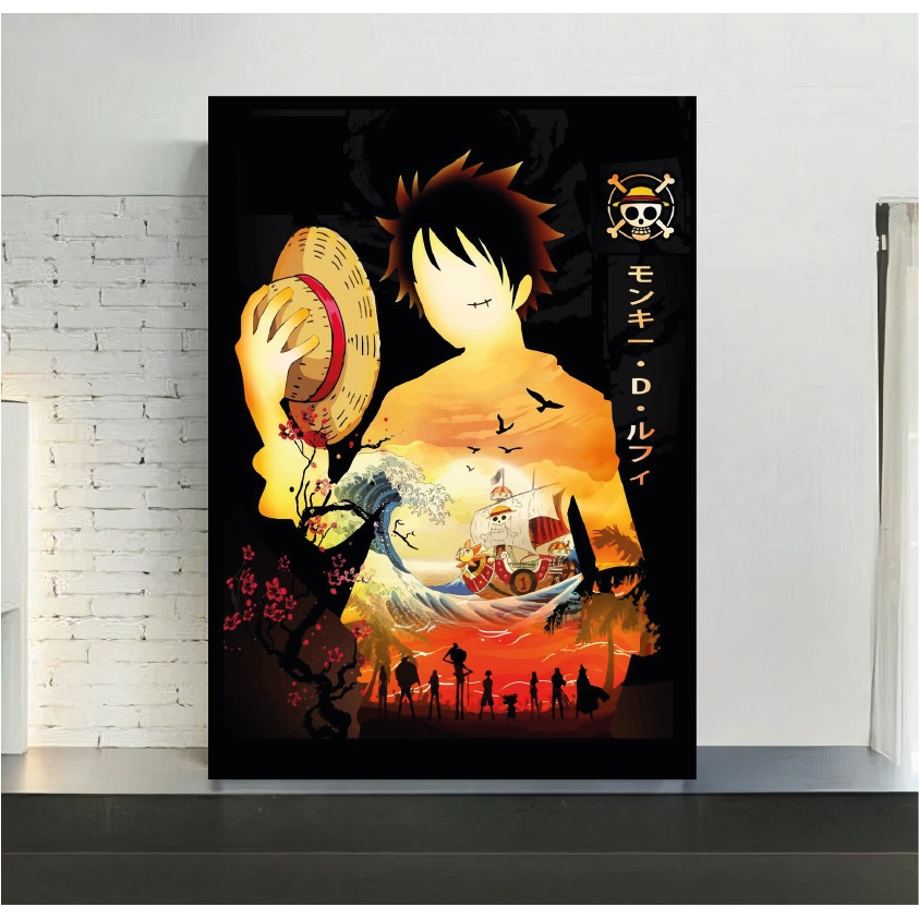 Quadro de mdf poster sem moldura Anime, Mangá, One piece, Luffy