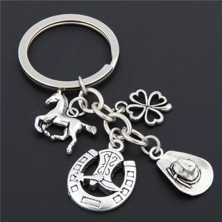 Chaveiro Clover Charms Boot chains Cowboy Hat Horseshoe Pendant Jewelry
