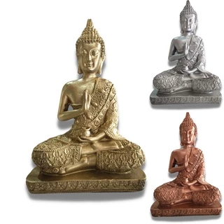 Buda Hindu Meditando Prosperidade 21cm Chakras De Gesso Enfeite Decorativo