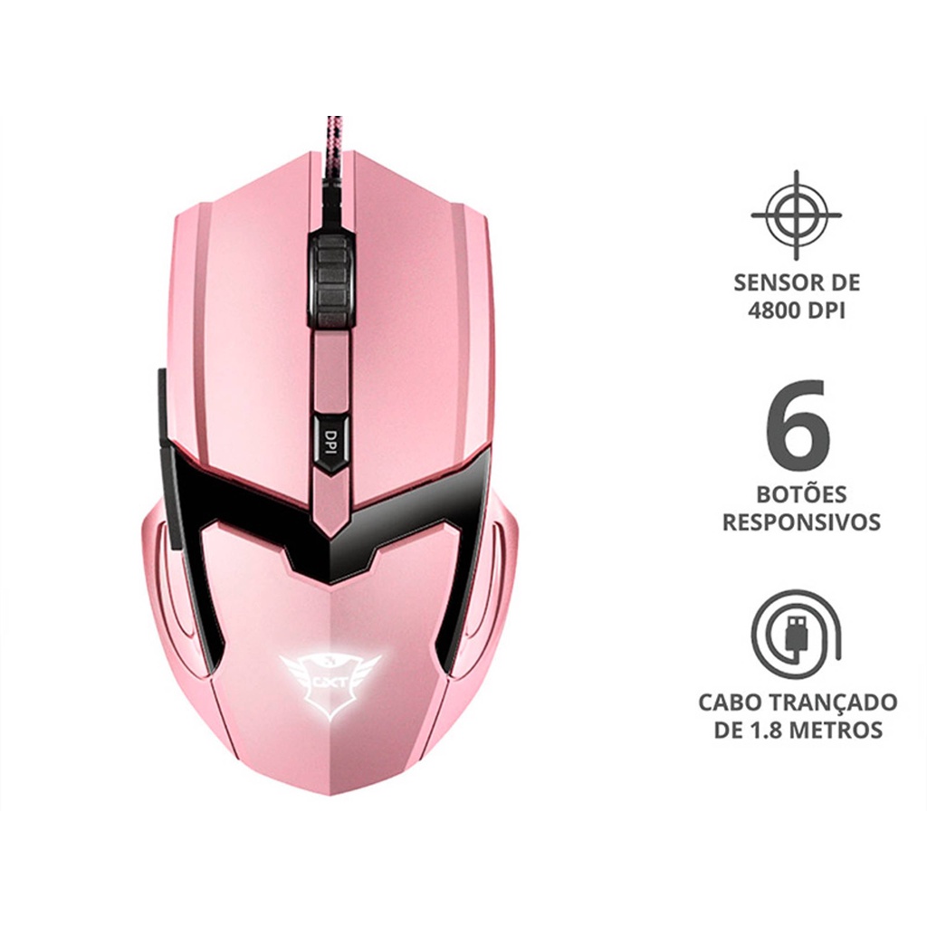 Mouse Gamer Led Gxt 101p Gav Rosa Pink 4800dpi 6 Botões Shopee Brasil