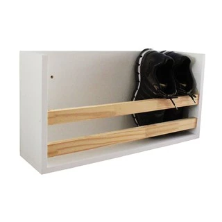 Sapateira de Parede 60x30x15cm MDF Branco e Pinus
