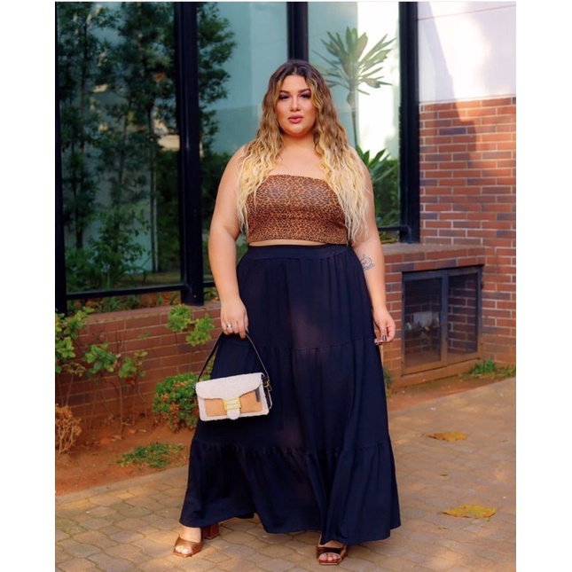 Saia longa best sale plus size preta