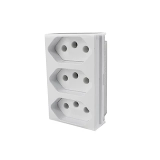 Conjunto 3 tomadas 20A 250V - Linha Slim MONOBLOCO Ilumi 86124 - ILM0139