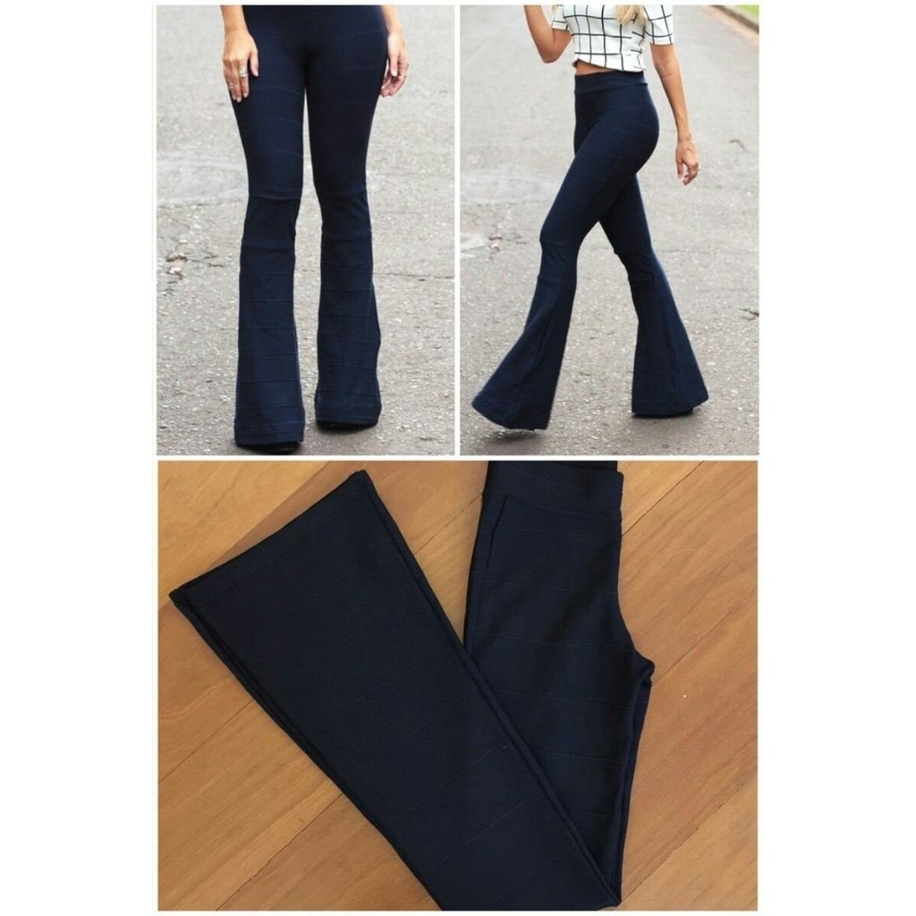 Calça flare store bandagem azul marinho