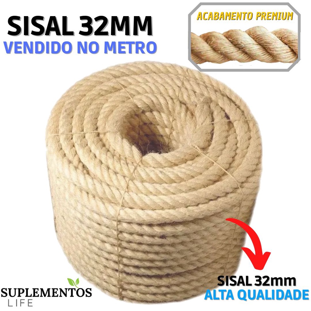 Corda de Sisal Elastobor Natural Biodegradavel 16MM