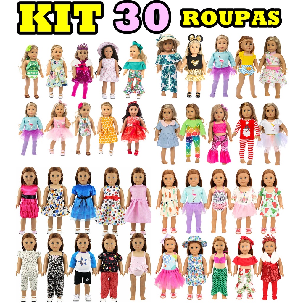 Kit 30 Roupas P/ Boneca American Girl Our Generation Adora Bebê