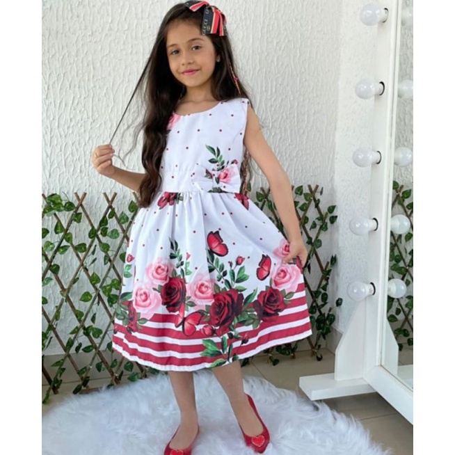 Vestido Infantil Floral 2 a 8 anos