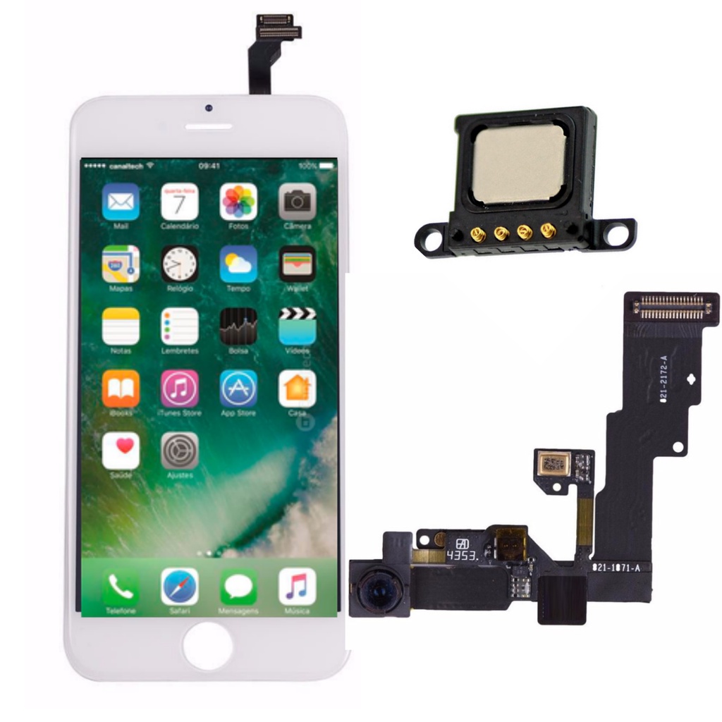 Tela Display Touch Iphone 8 Plus Branco + Câmera Frontal + Alto Falante ...