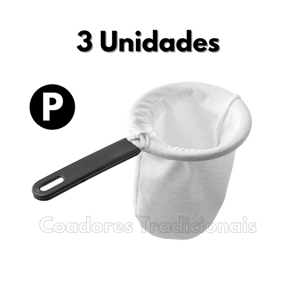 Kit com 3 Coadores de Café de Pano Tamanho P Reutilizável e Sustentável ...