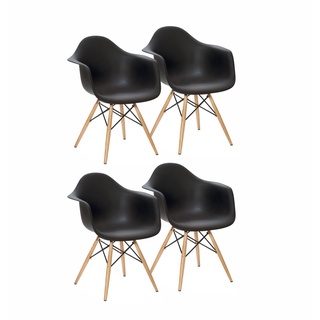 Kit 4 Cadeiras Charles Eames Eiffel Com Braço Preta Branca Bege Outras