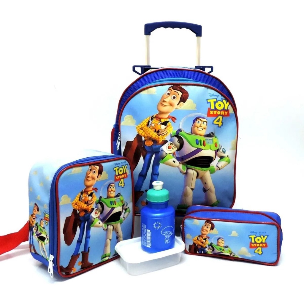 Kit Mochila Infantil Escolar Toy Story Rodinhas Tam M F5