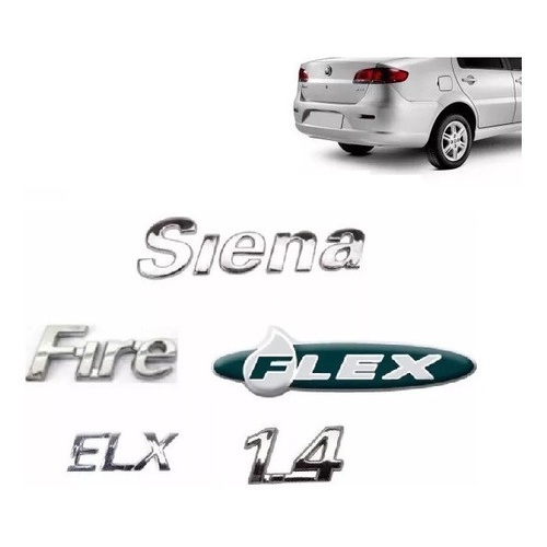 Kit Emblemas Siena Fire Elx 1.4 Fiat