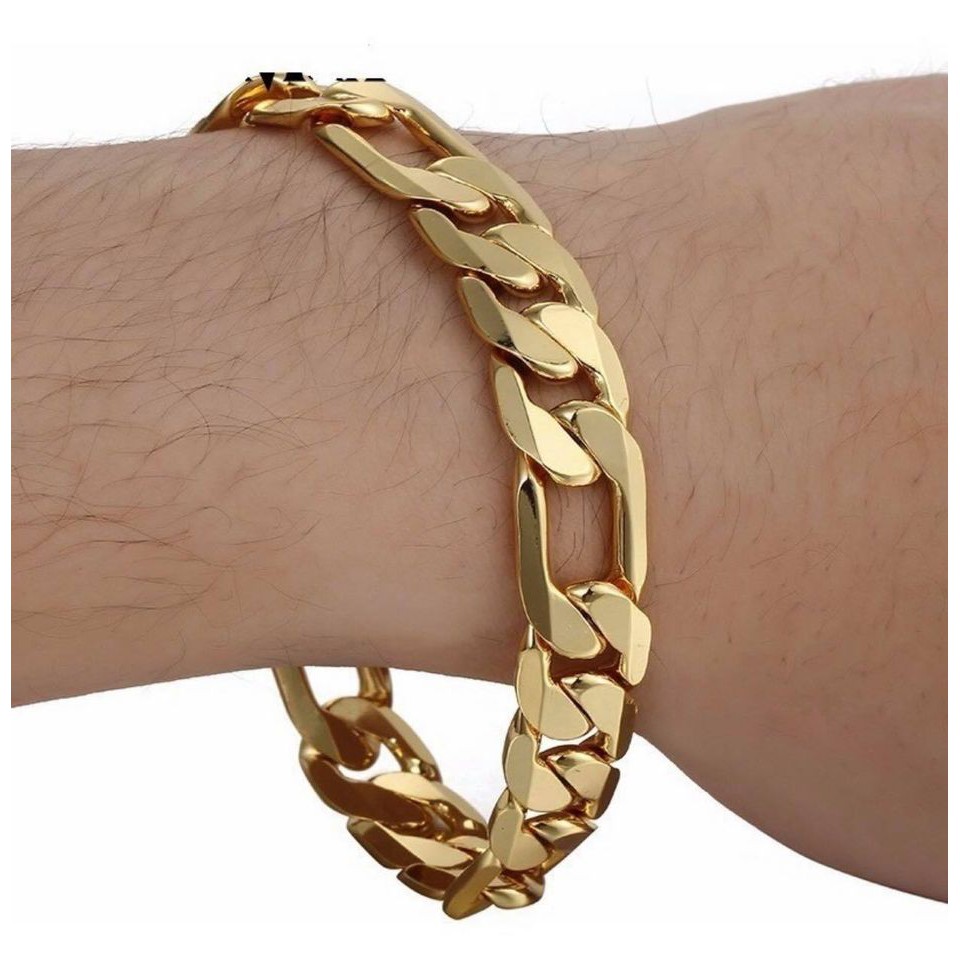 Pulseira Masculina 12mm Banhada Ouro 18k Promoção De Lançamento