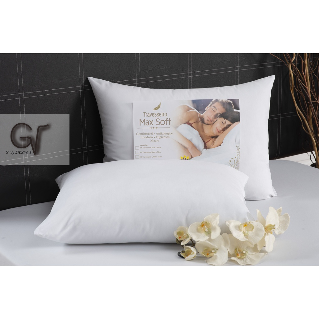 Kit 2 Travesseiros Max Soft 50x70 Alto Percal Macio Agradável | Shopee ...