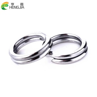 HENGJIA 50 Pcs/Bag Anéis Divididos De Pesca Em Aço Inoxidável Conectores Sólidos Para De Anzóis De Peixe Serviço Pesado Auxílio Ao Mar Acessórios O