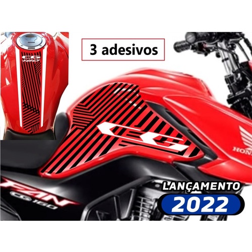 Adesivo Cg Start 160 Tanque Lat +gravata Cinza Moto Vermelha