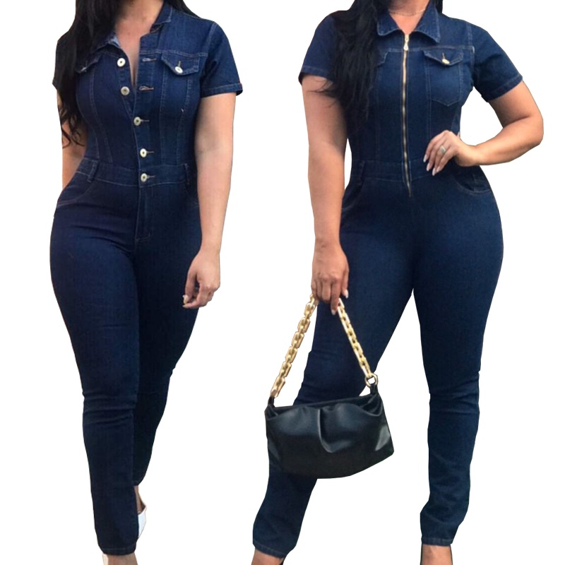 Macacão Jeans Feminino Longo com Lycra