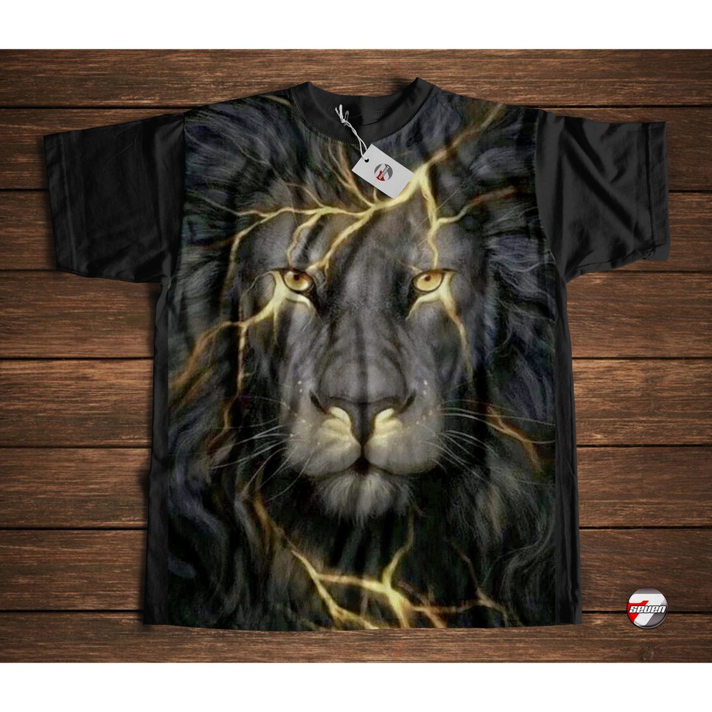 Camiseta leão escuro raios estampa total costas pretas Shopee Brasil