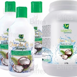 Kit Óleo de Coco Hábito Cosméticos Umectação com Hidratação de Pote