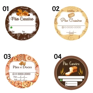 200 Etiquetas Adesivas Personalizadas Pão Caseiro 5x5cm