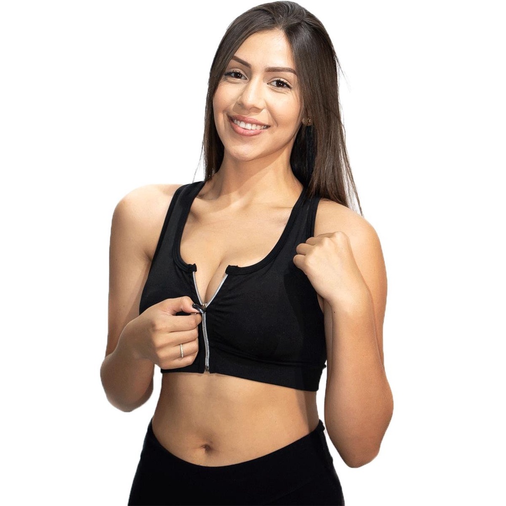 Top Nadador Com Bojo Zíper Elástico Rebatido Academia Fitness Corrida