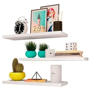 kit 4 Prateleira Reta 30cm Mdf Branco P/ Decoração, Cozinha, Sala e Quarto
