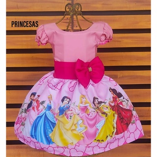 Vestido Infantil Temático Princesas Lindos