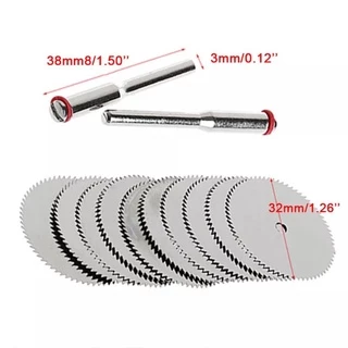 10 Mini Discos Serra 32mm Para Dremel Micro Retifica e 2 Hastes