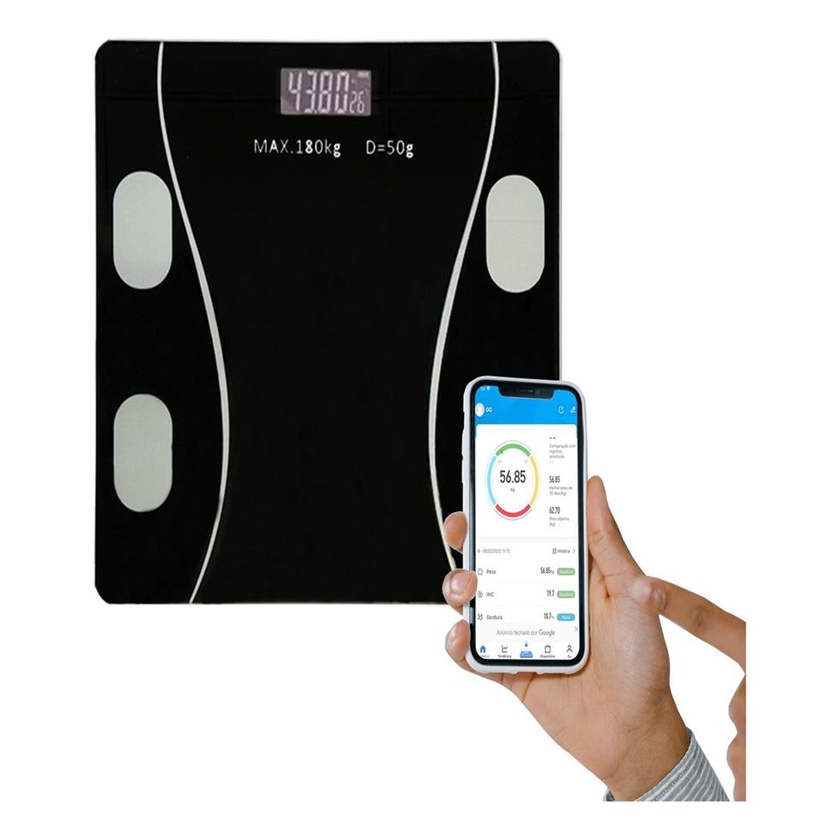 Balanca Digital Corporal Bioimpedancia Aplicativo Bluetooth IMC Gordura ...