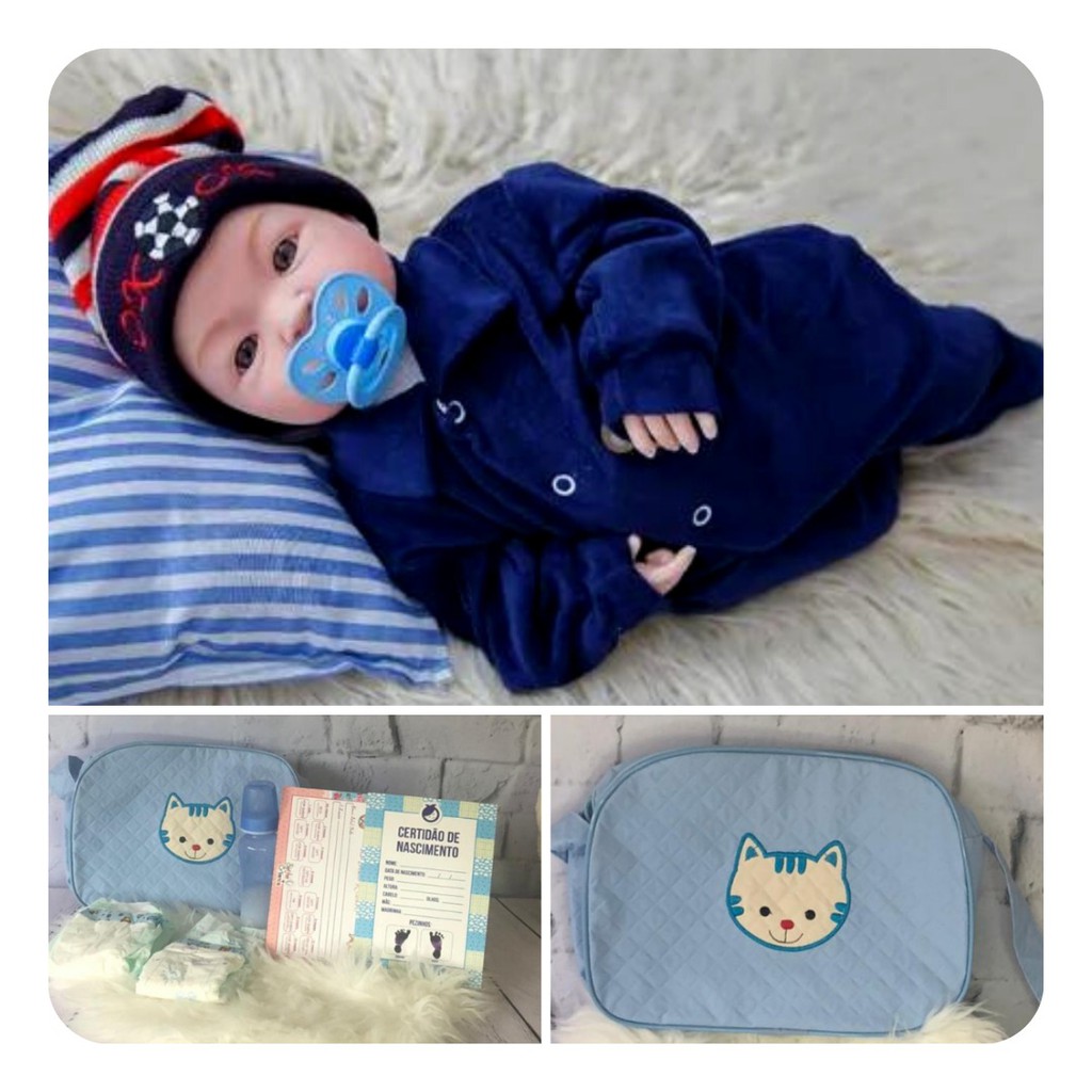 Bebe Tipo Reborn Menino Principe Com Lindos Acessorios 45cm Bolsa Shopee Brasil