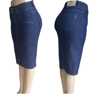 Saia jeans com laycra longa moda evangélica