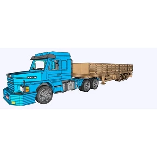 Miniatura Combo Scania 113 + Carreta Em Escala 1/14, Em Mdf