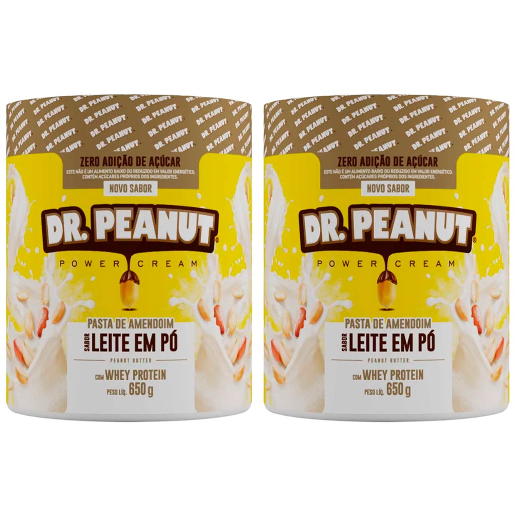 Kit 2x Pasta de Amendoim Leite em Pó C/ Whey (2x650g) Dr Peanut