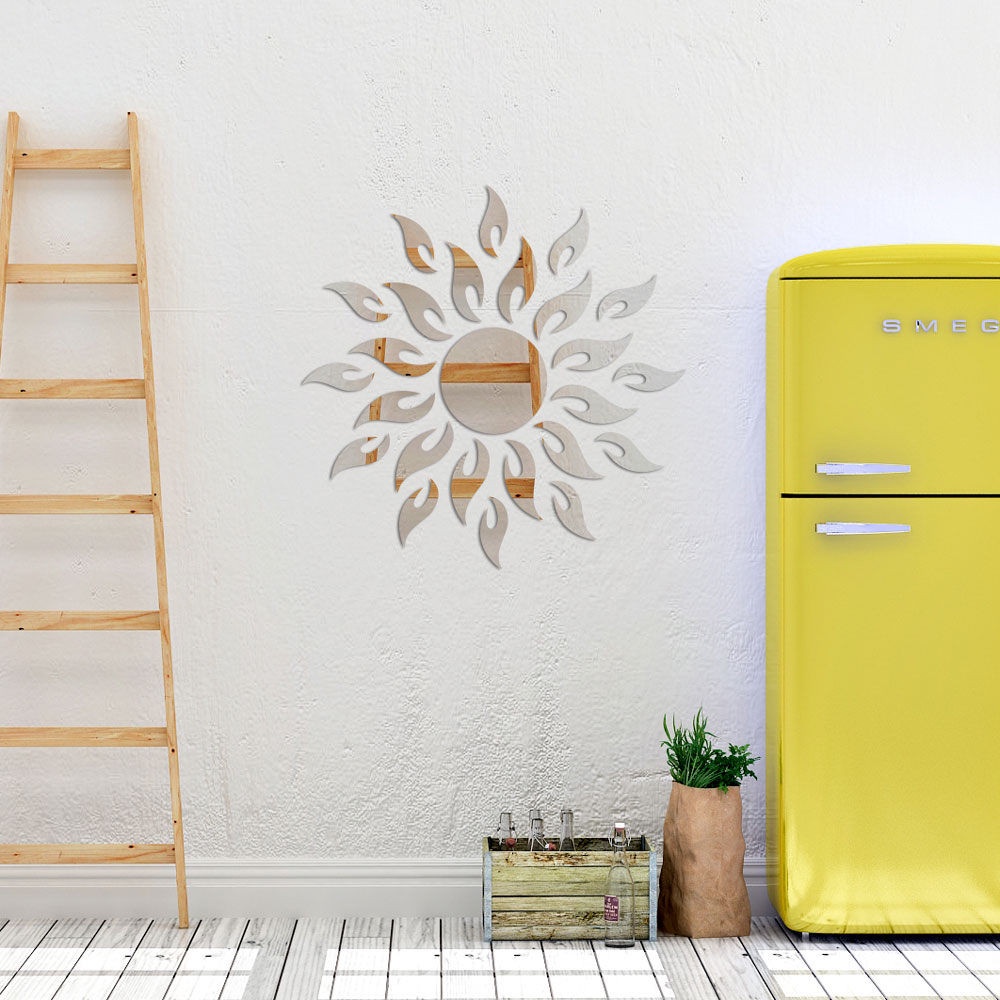 Espelho Decorativo Sol Acrílico 60cm Prata - Detalhes e Segurança - Ricaly
