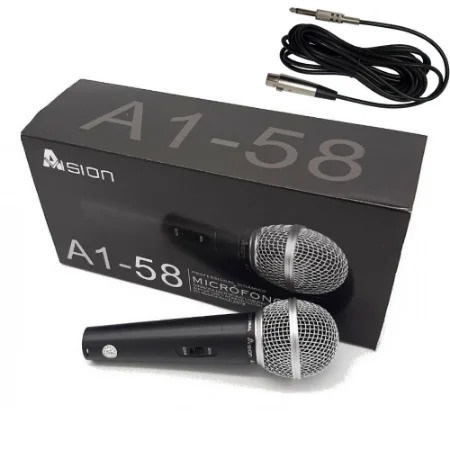 Microfone Profissional Dinâmico Avision A1-58 Fio de 5 Metros